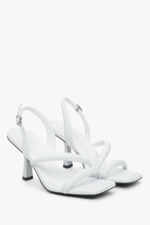 White leather women's strappy sandals.