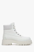 Women's White Lace-up Ankle Boots made of Premium Italian Genuine Leather and Velour Estro ER00116294.