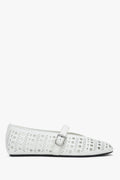 Women's White Perforated Ballet Flats made of Genuine Leather for Summer Estro ER00116977.