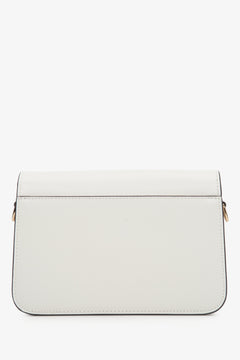 Women's white handbag with a golden chain Estro - back view.