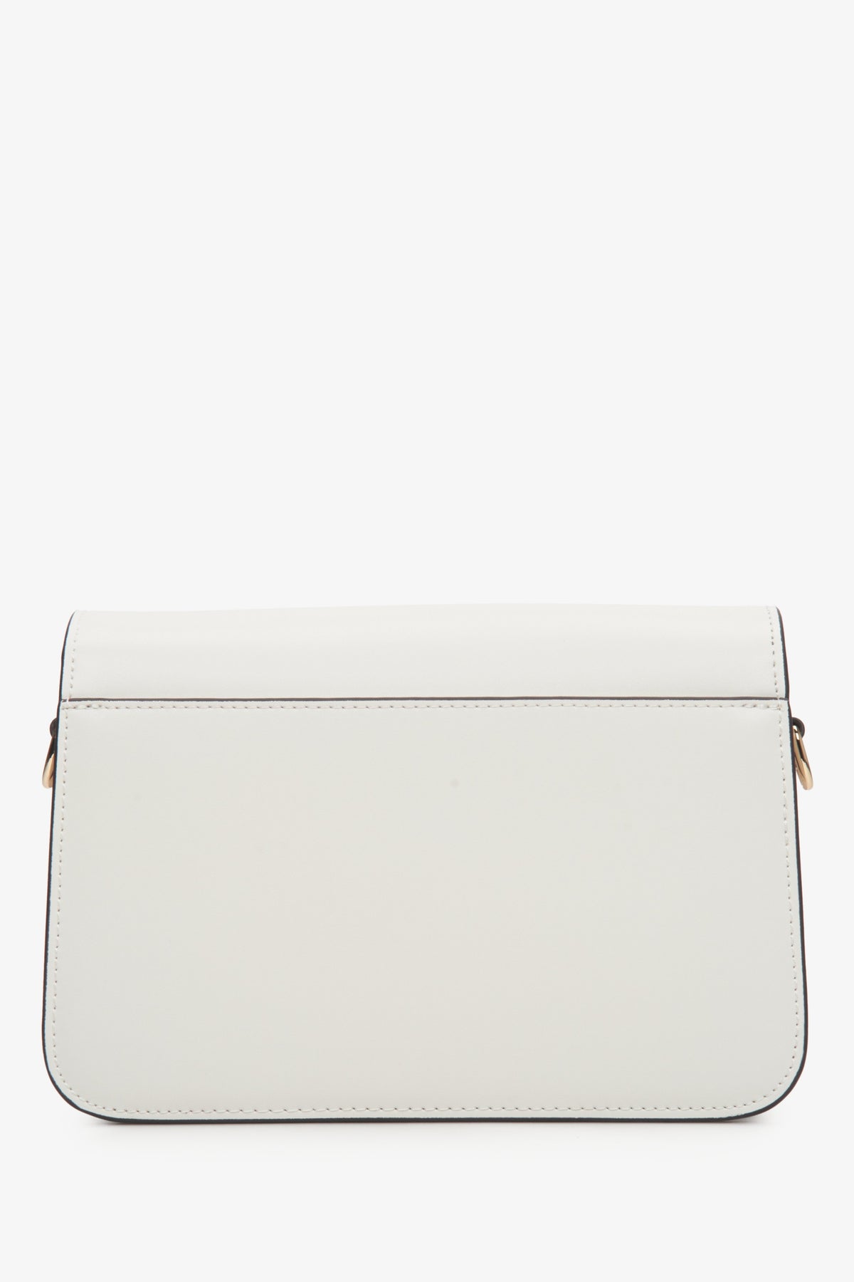 Women's white handbag with a golden chain Estro - back view.