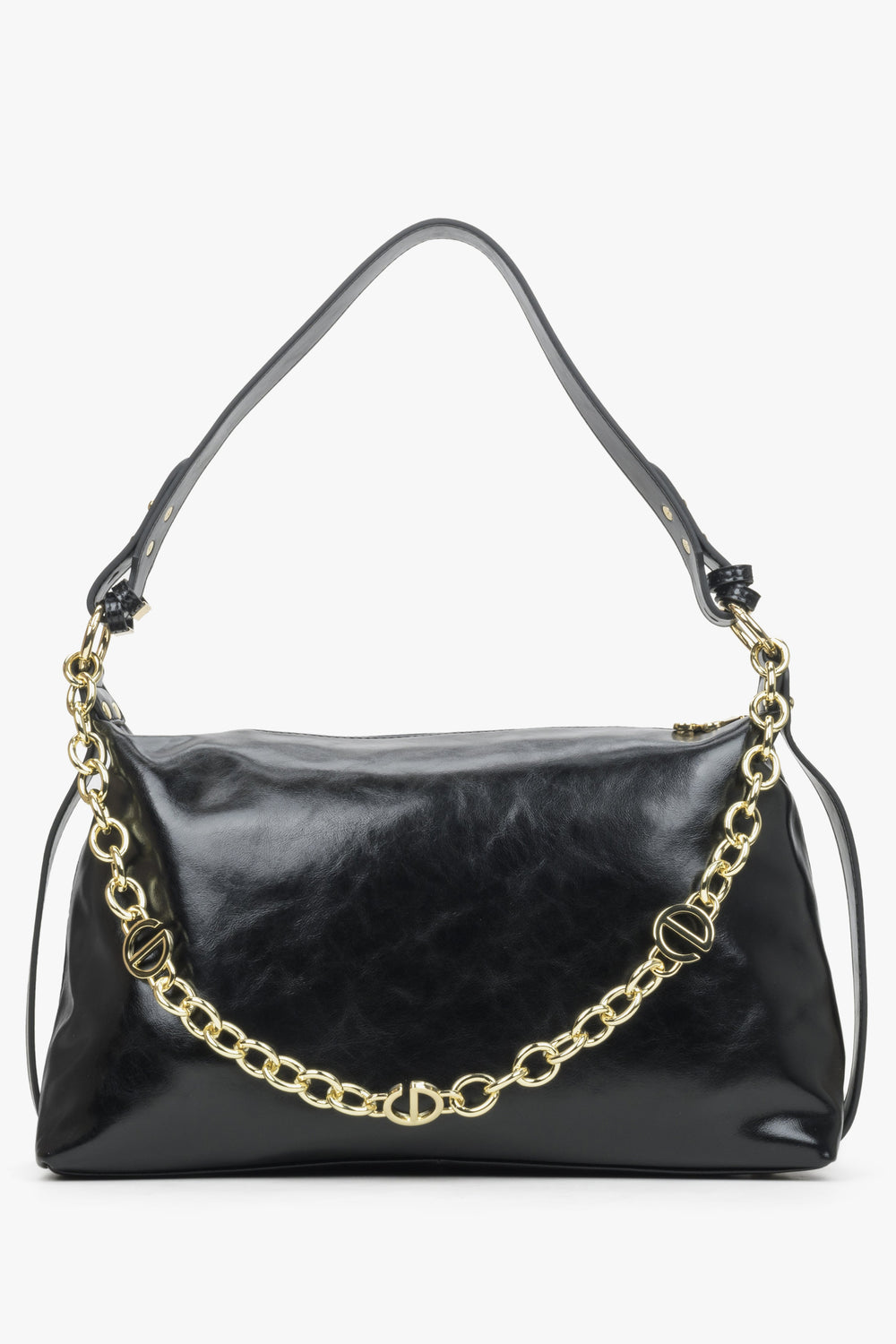Women's Black Chain Handbag made of Leather Estro ER00114415.
