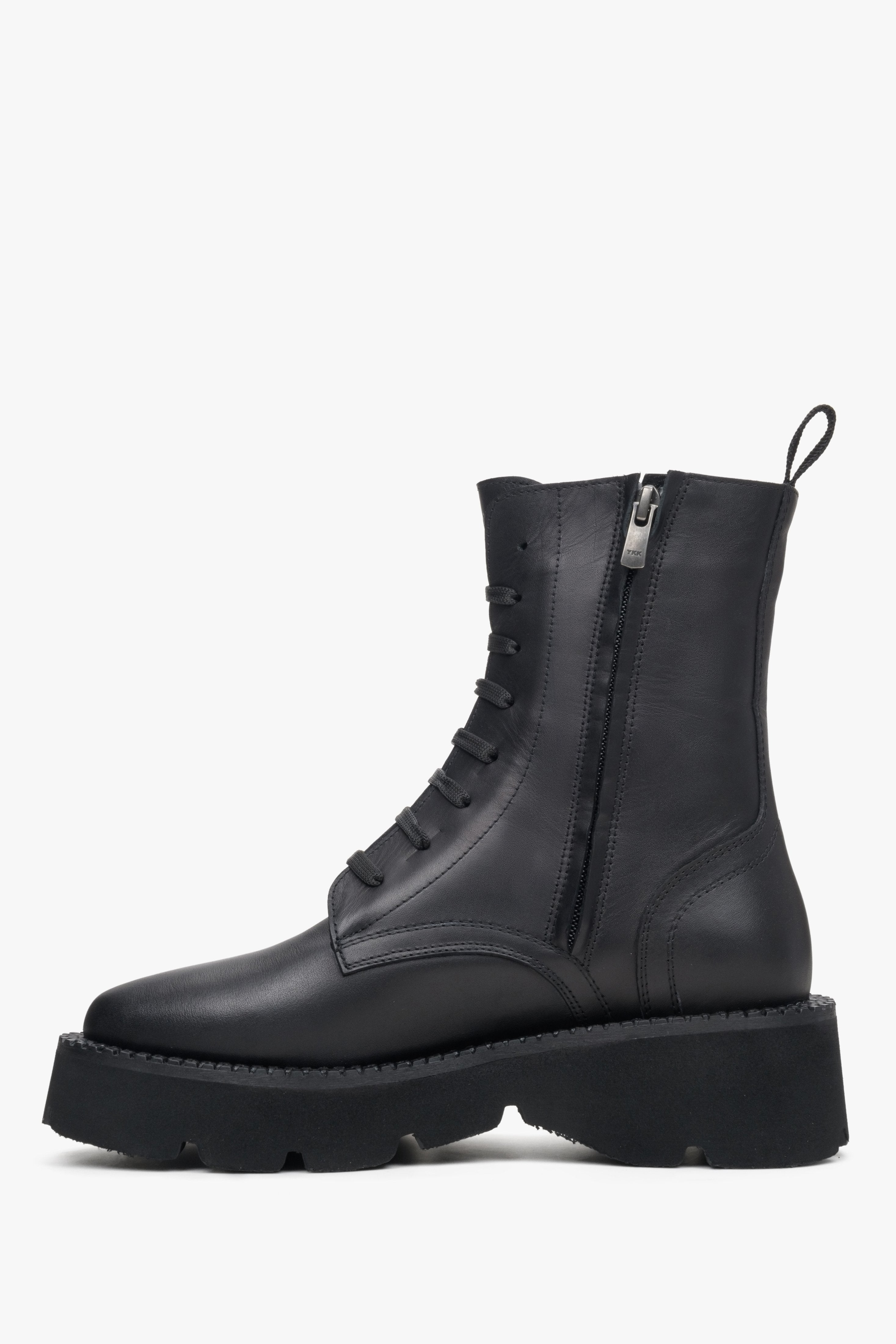 Women's black leather boots by Estro.