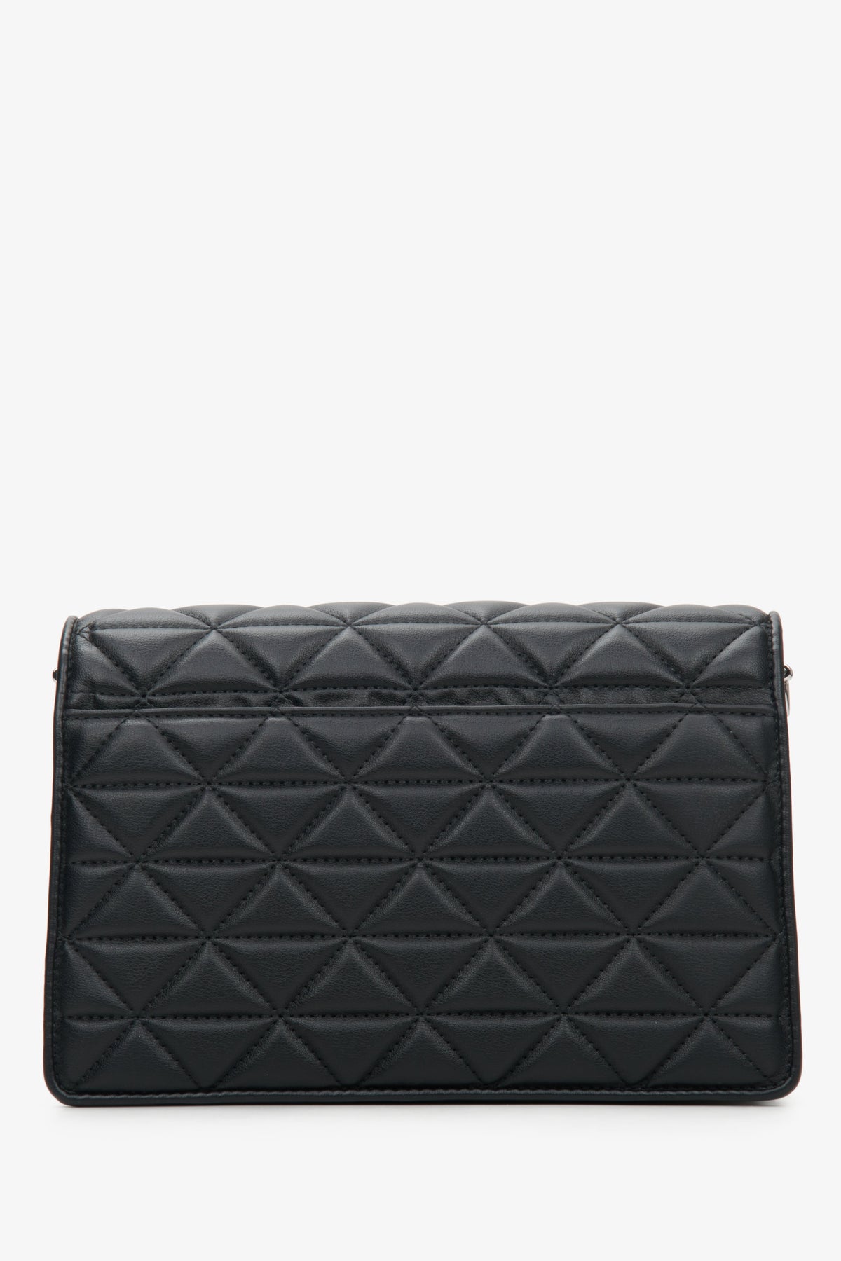 Women's Estro black leather shoulder bag - back view of the model.