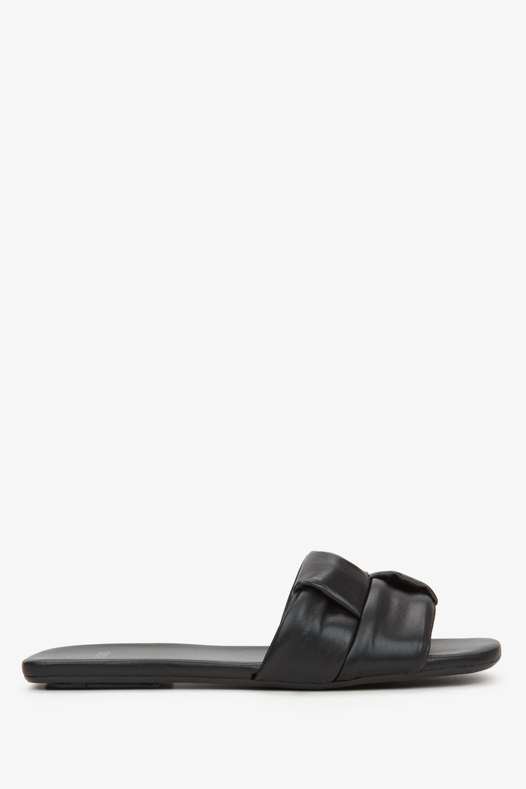 Women's Black Patch Leather Slide Sandals Estro ER00115227