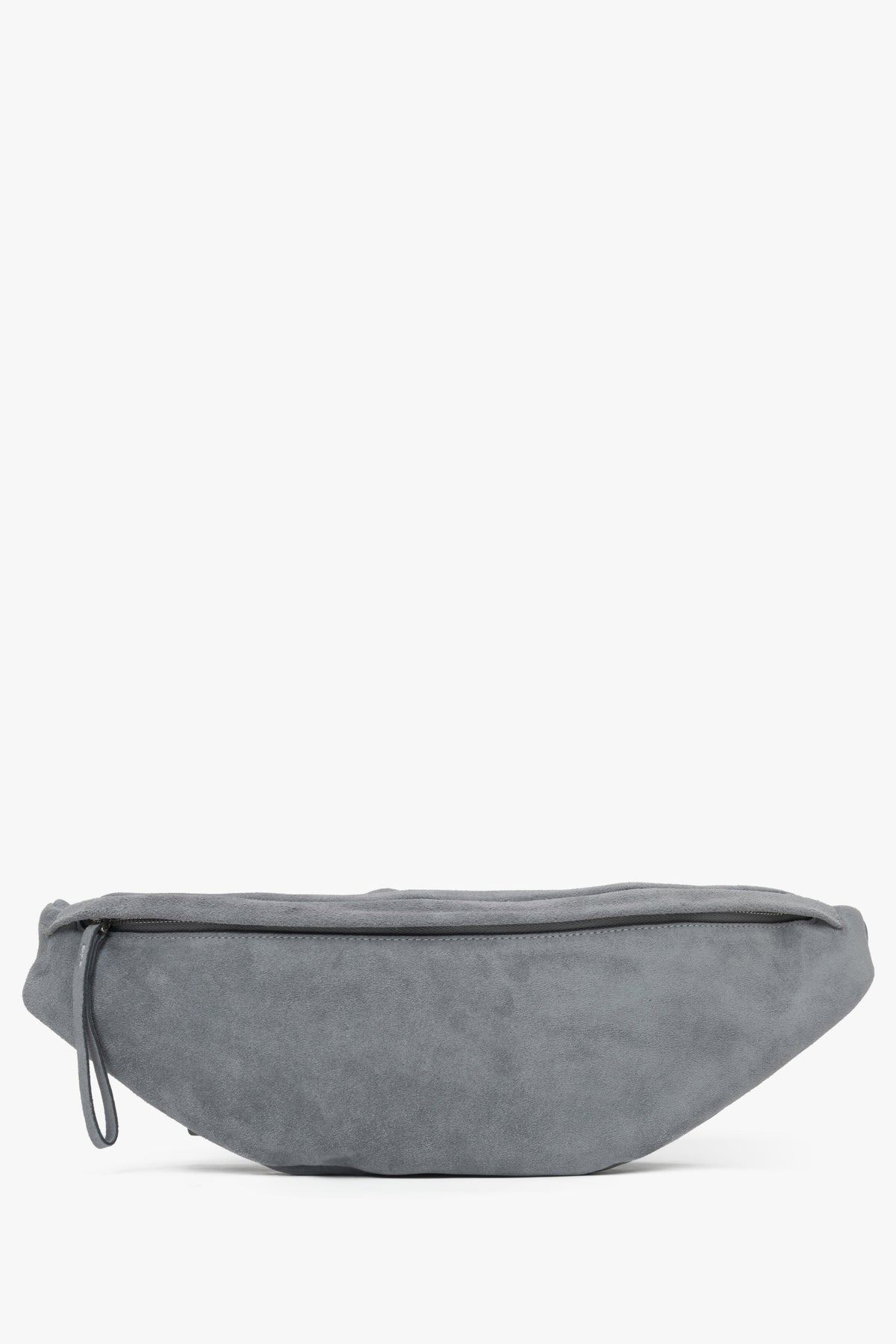 Women's Grey Fanny Pack made of Natural Velour Estro ER00115785