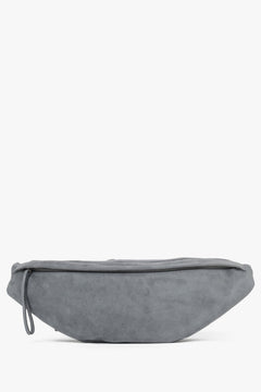 Women's Grey Fanny Pack made of Natural Velour Estro ER00115785