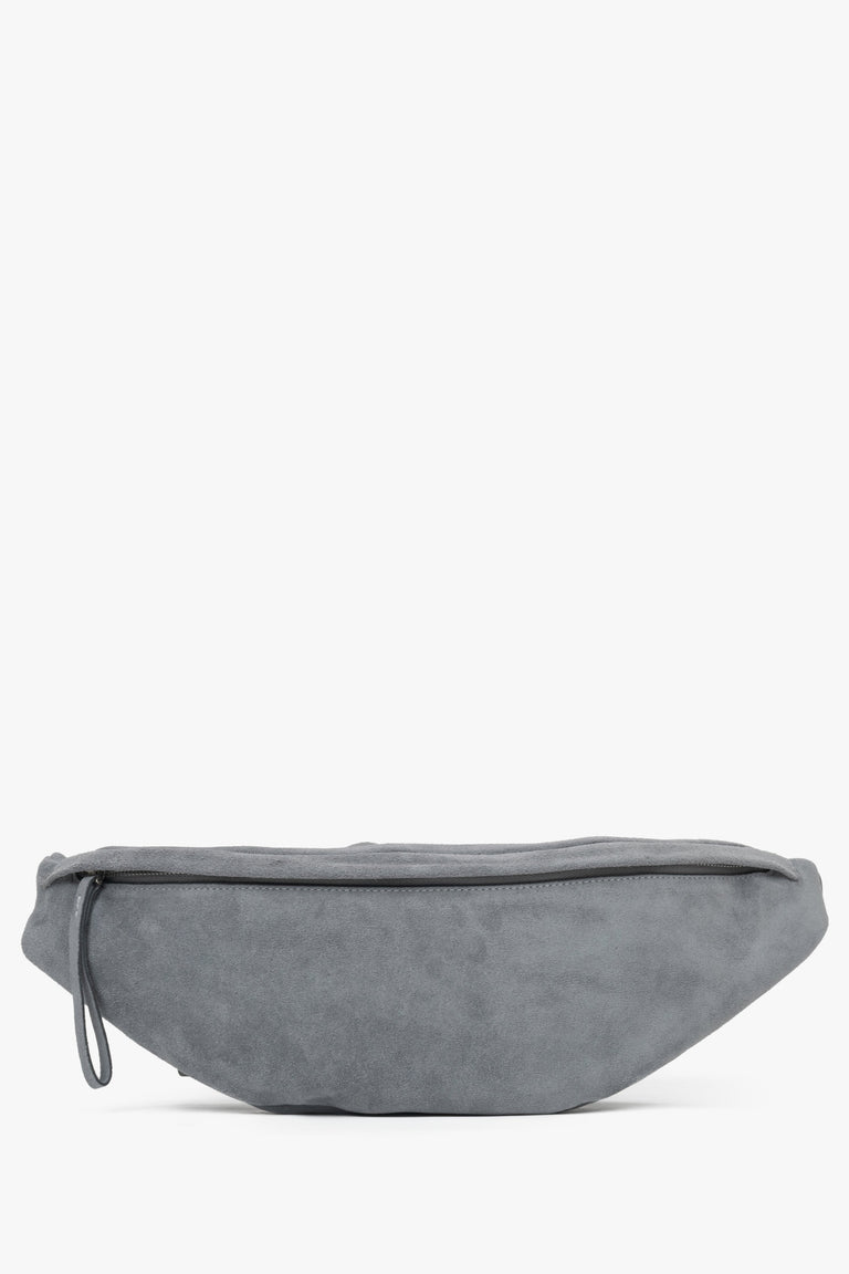 Men's Grey Fanny Pack made of Natural Velour Estro ER00115785