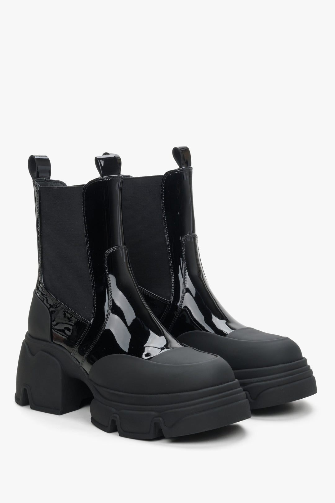 Women's leather Chelsea boots on a platform by Estro.