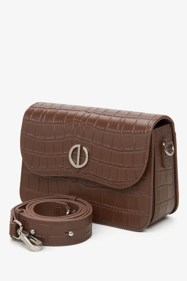 Brown embossed leather women's bag.