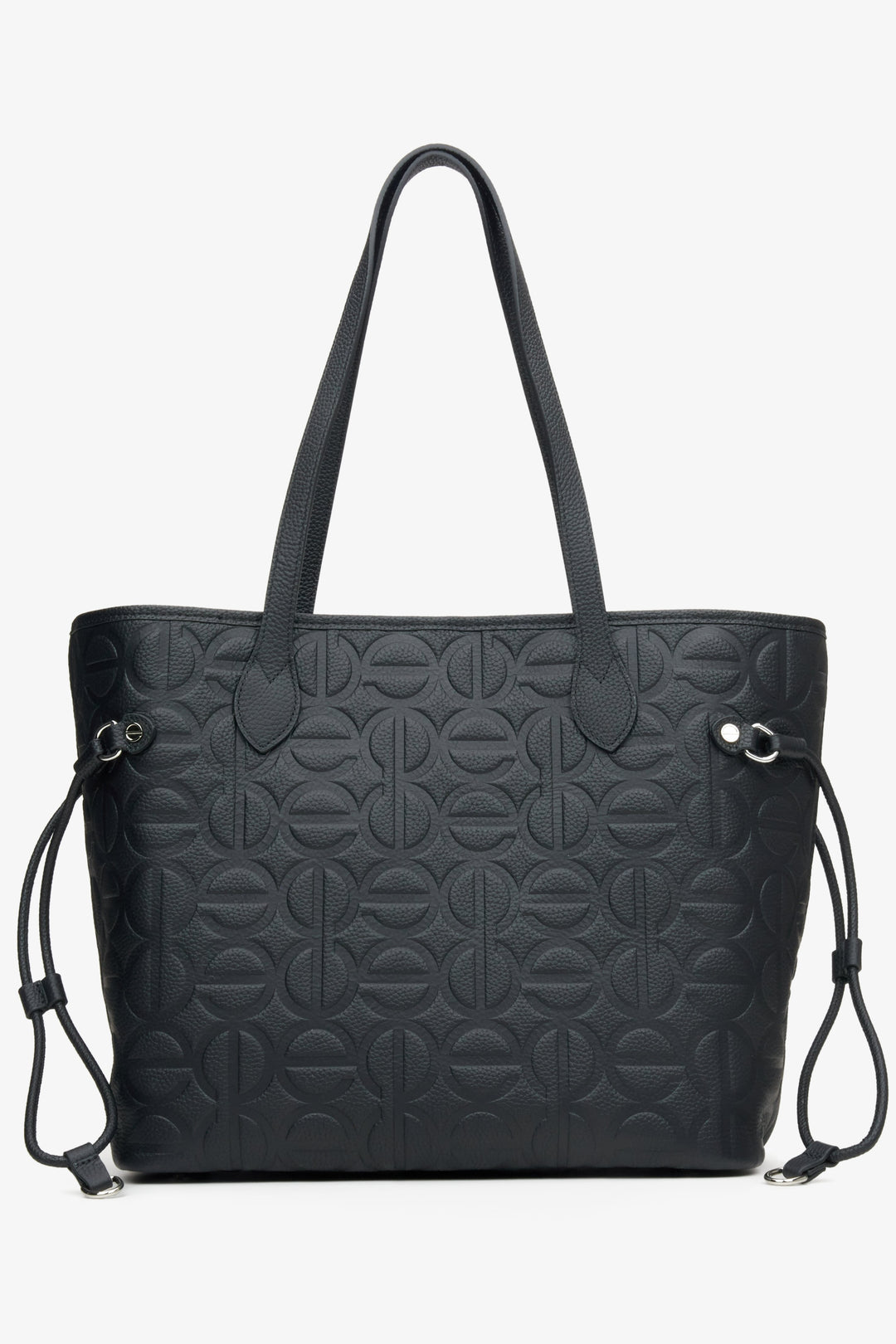 Women's Black Leather Shopper Bag Estro ER00115045.