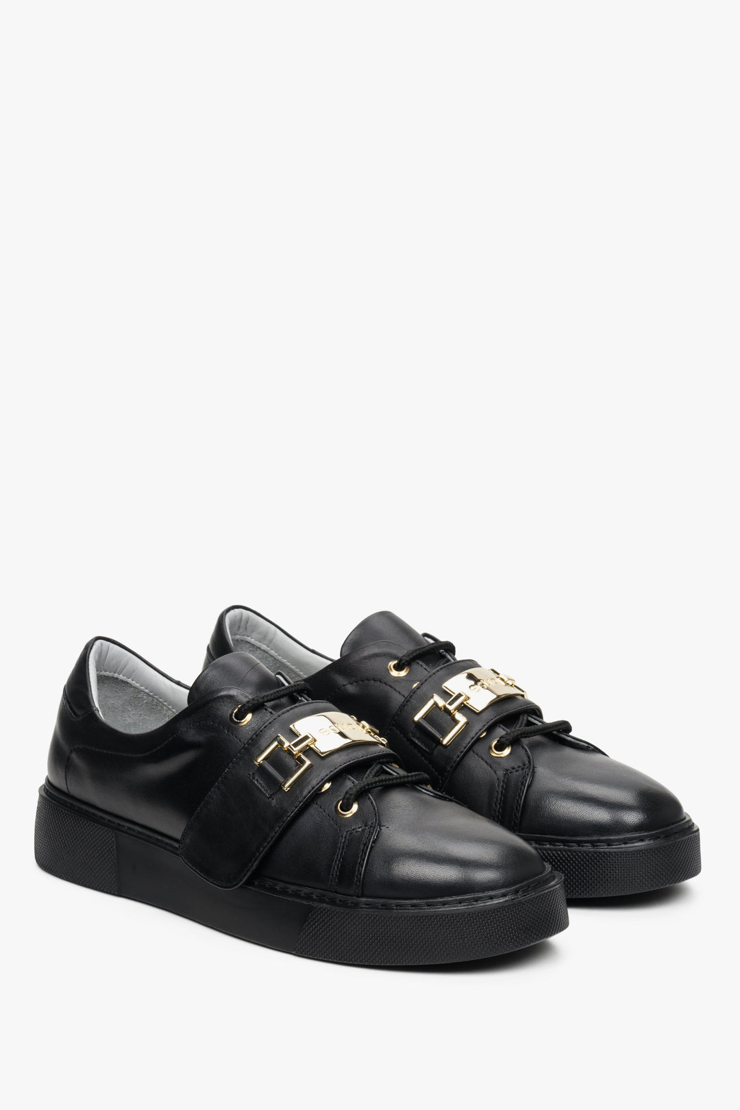 Women's Black Sneakers made of Genuine Leather Estro ER00112815.