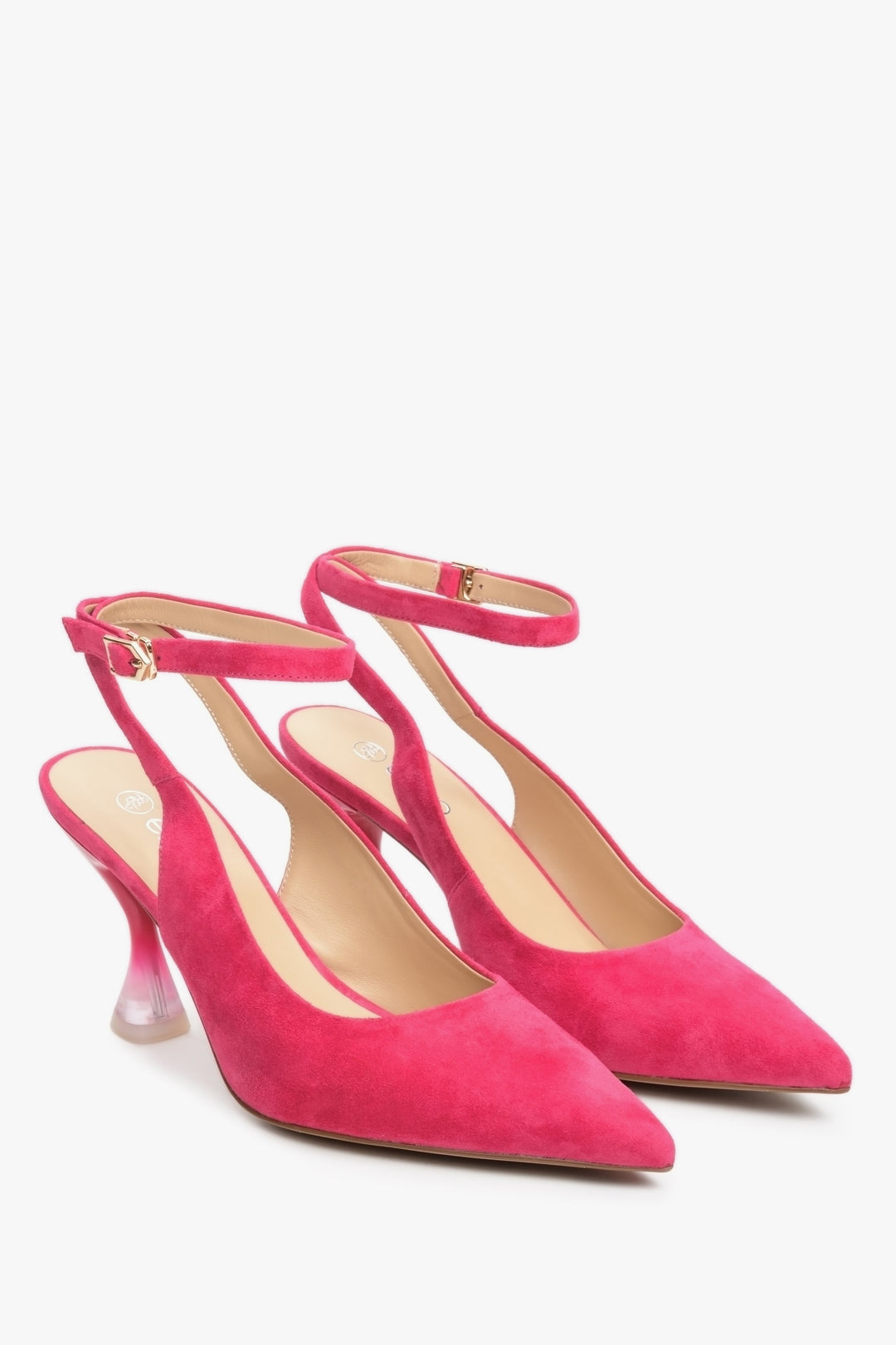Pink women's slingback pumps Estro with pointed toe.
