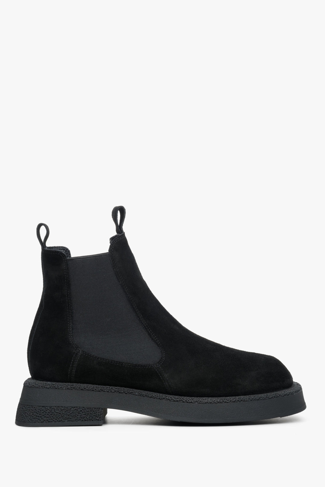 Women's Low-Heeled Chelsea Boots in Black Suede Estro ER00114058
