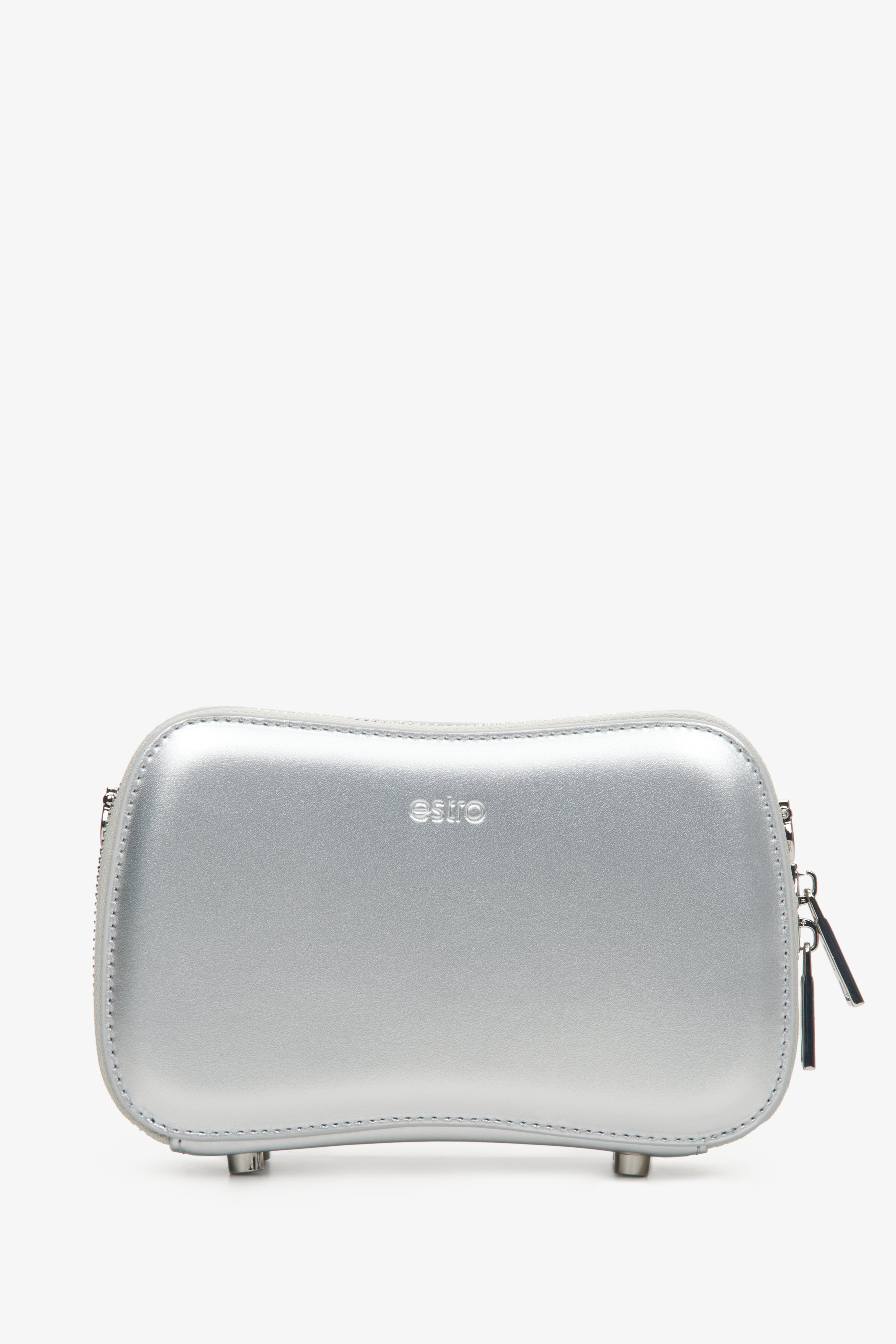 Small women's handbag made of genuine silver leather by Estro.