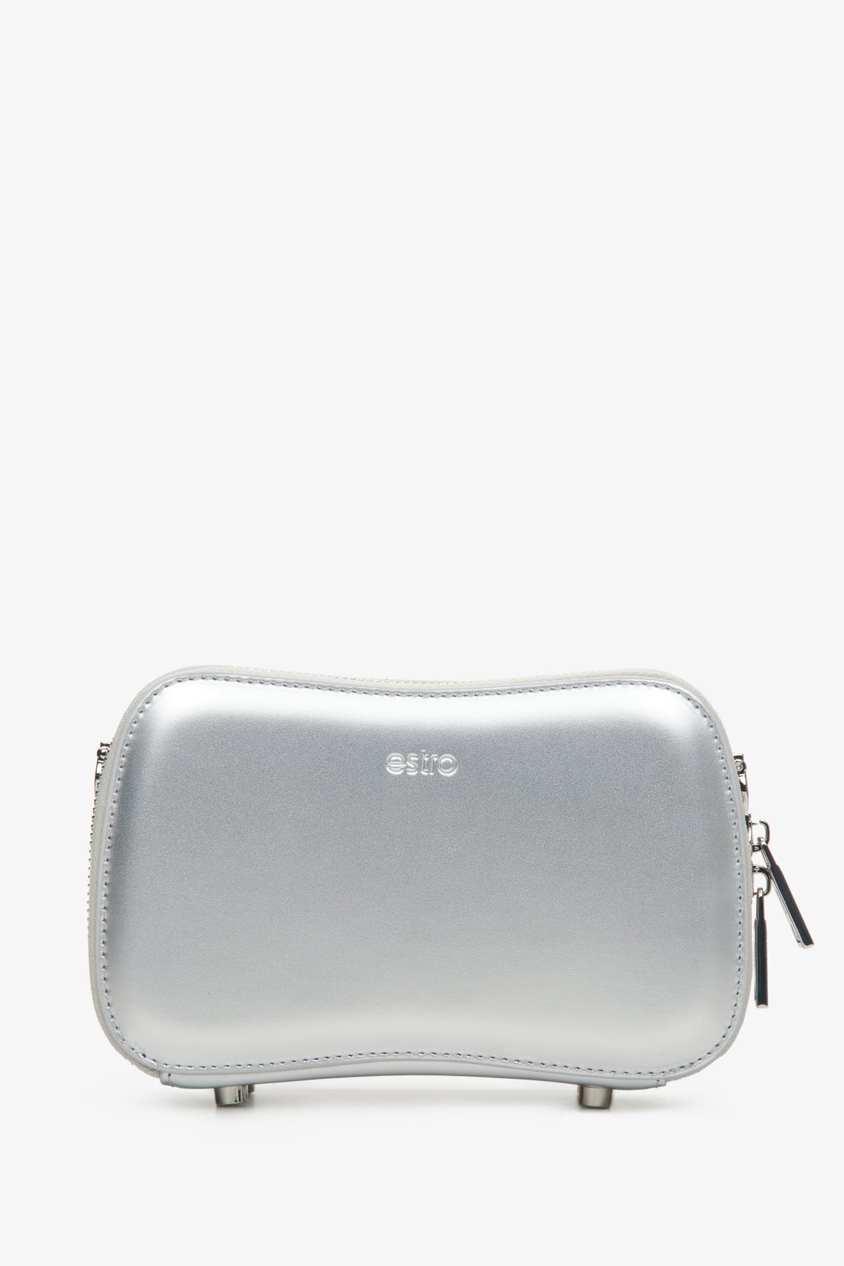 Small women's handbag made of genuine silver leather by Estro.