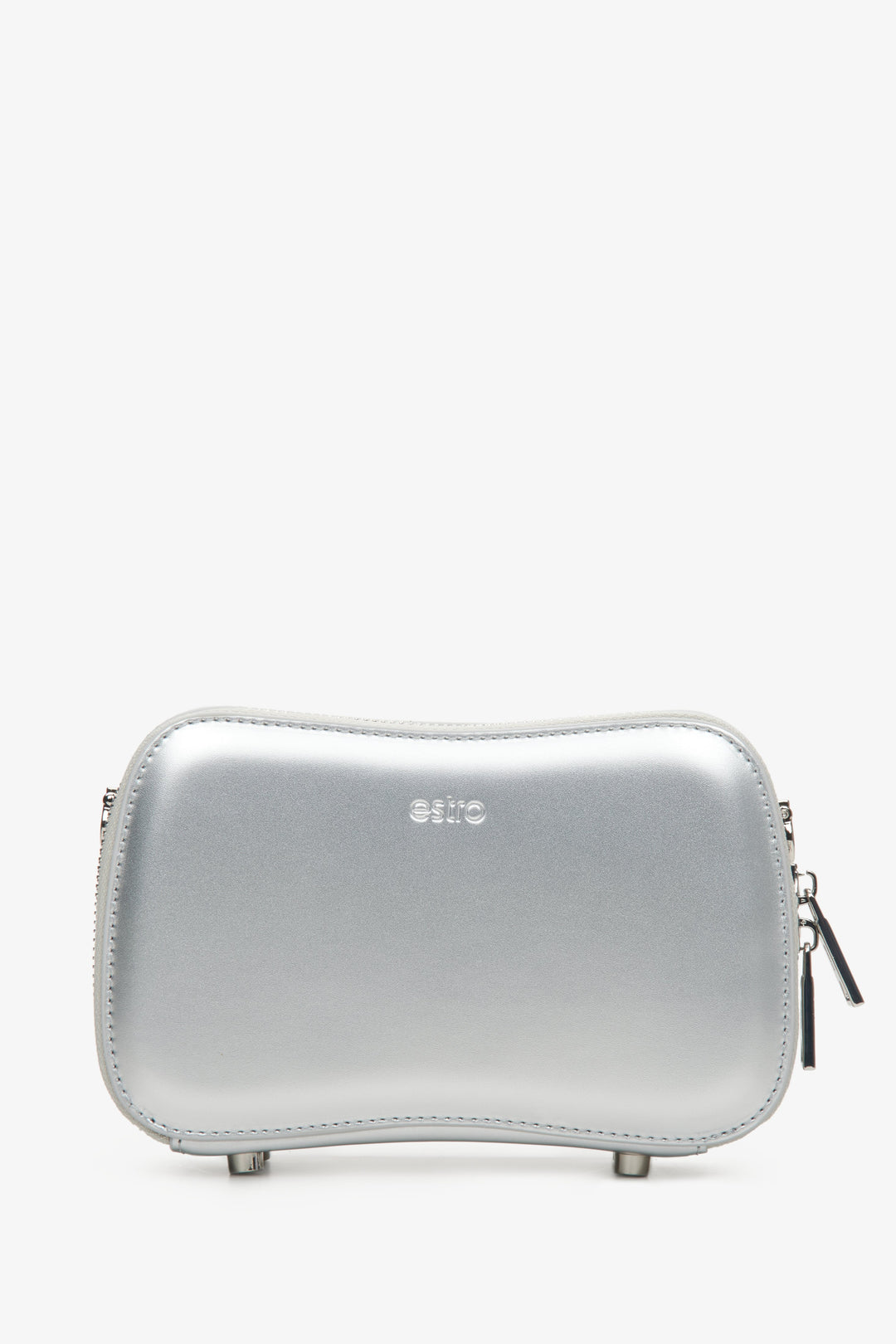 Small women's handbag made of genuine silver leather by Estro.