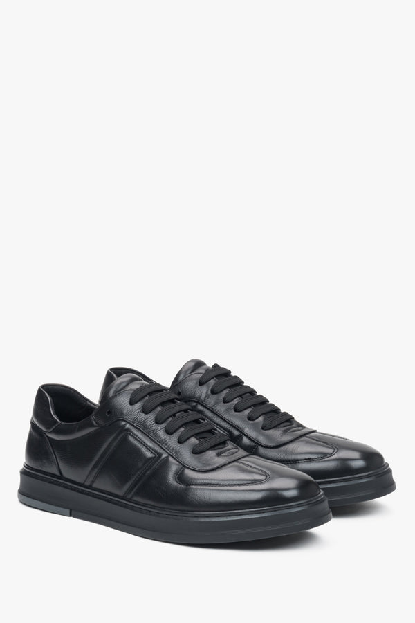 Black leather men's sneakers Estro.