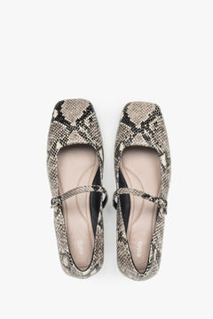 Unique black and white Estro women's ballet flats made of genuine leather – a blend of classic style and bold animal print.