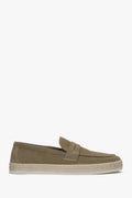 Men's Khaki Moccasins made of Genuine Italian Velour Estro ER00117030.