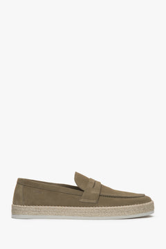 Men's Khaki Moccasins made of Genuine Italian Velour Estro ER00117030.