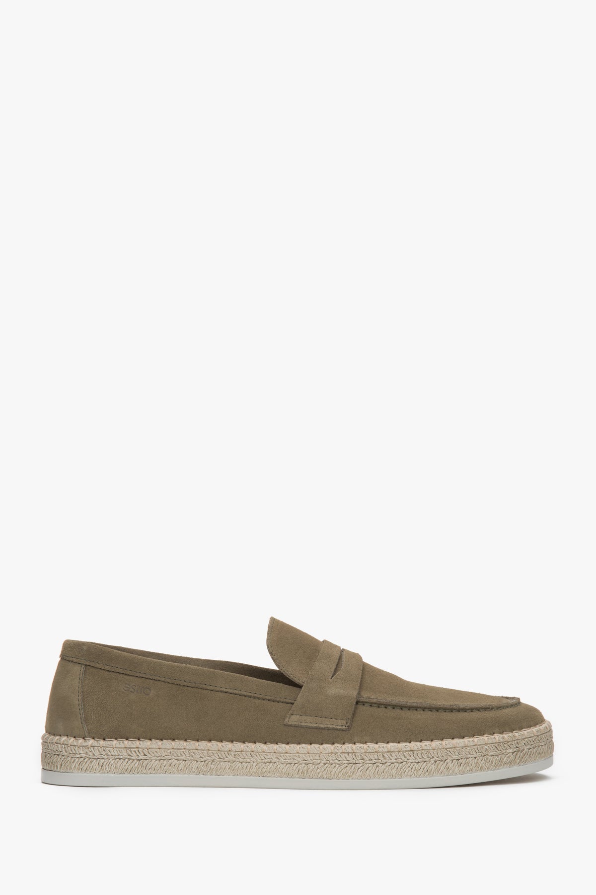 Men's Khaki Moccasins made of Genuine Italian Velour Estro ER00117030.