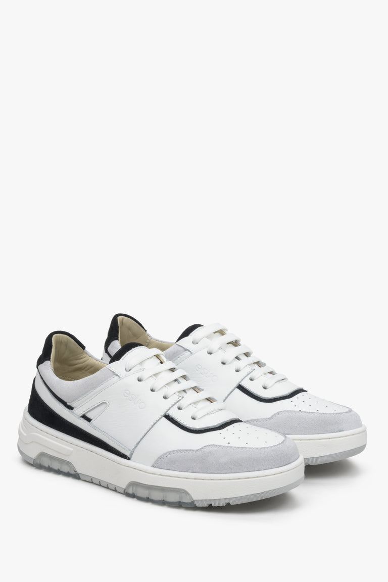 Women's grey and white sneakers by Estro.