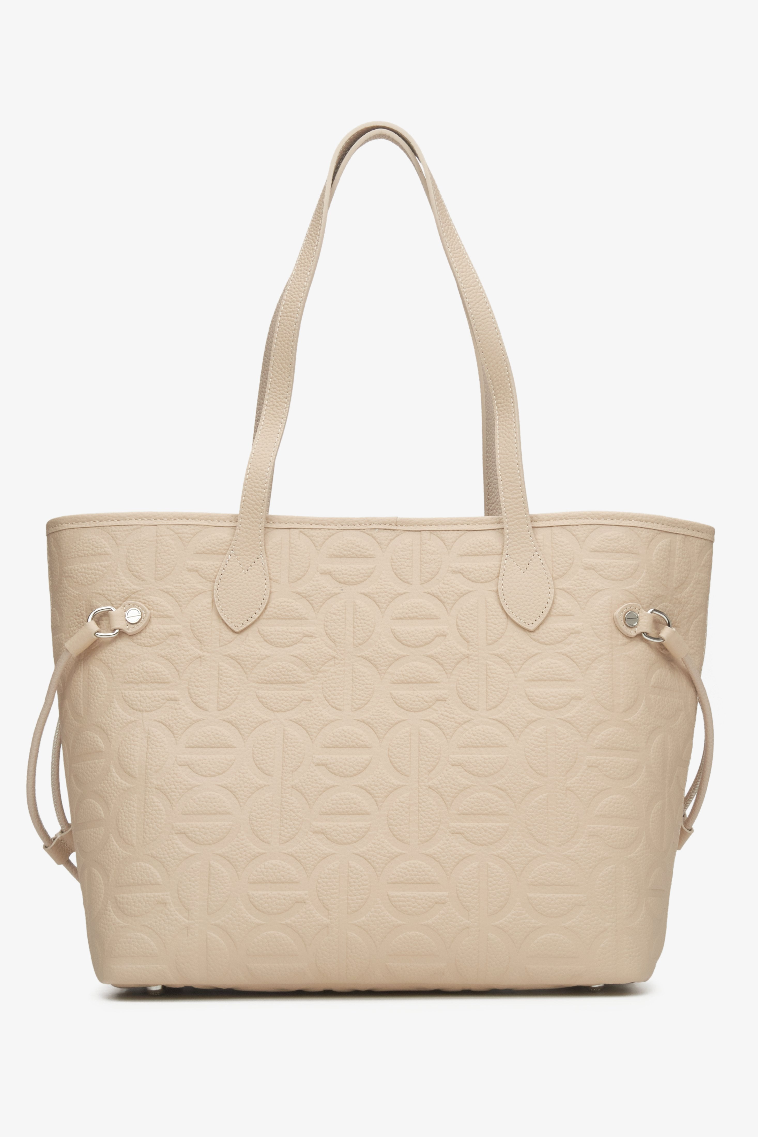 Beige leather Estro shopper bag.