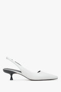 Women's White Leather Slingback Pumps with a Low Heel Estro ER00116926.