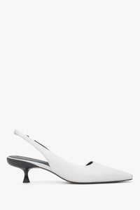 Women's White Leather Slingback Pumps with a Low Heel Estro ER00116926.