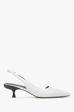 Women's White Leather Slingback Pumps with a Low Heel Estro ER00116926.