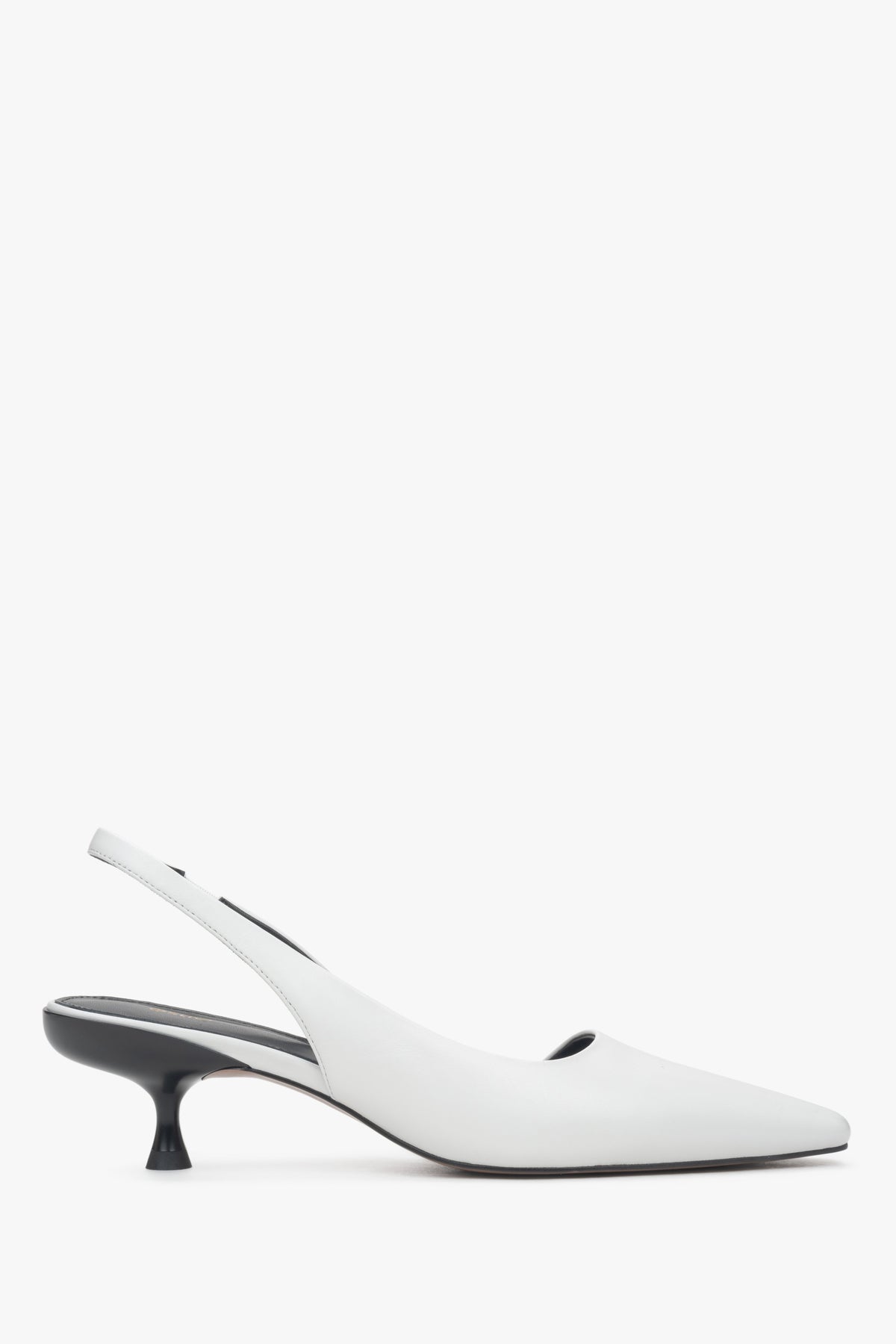 Women's White Leather Slingback Pumps with a Low Heel Estro ER00116926.