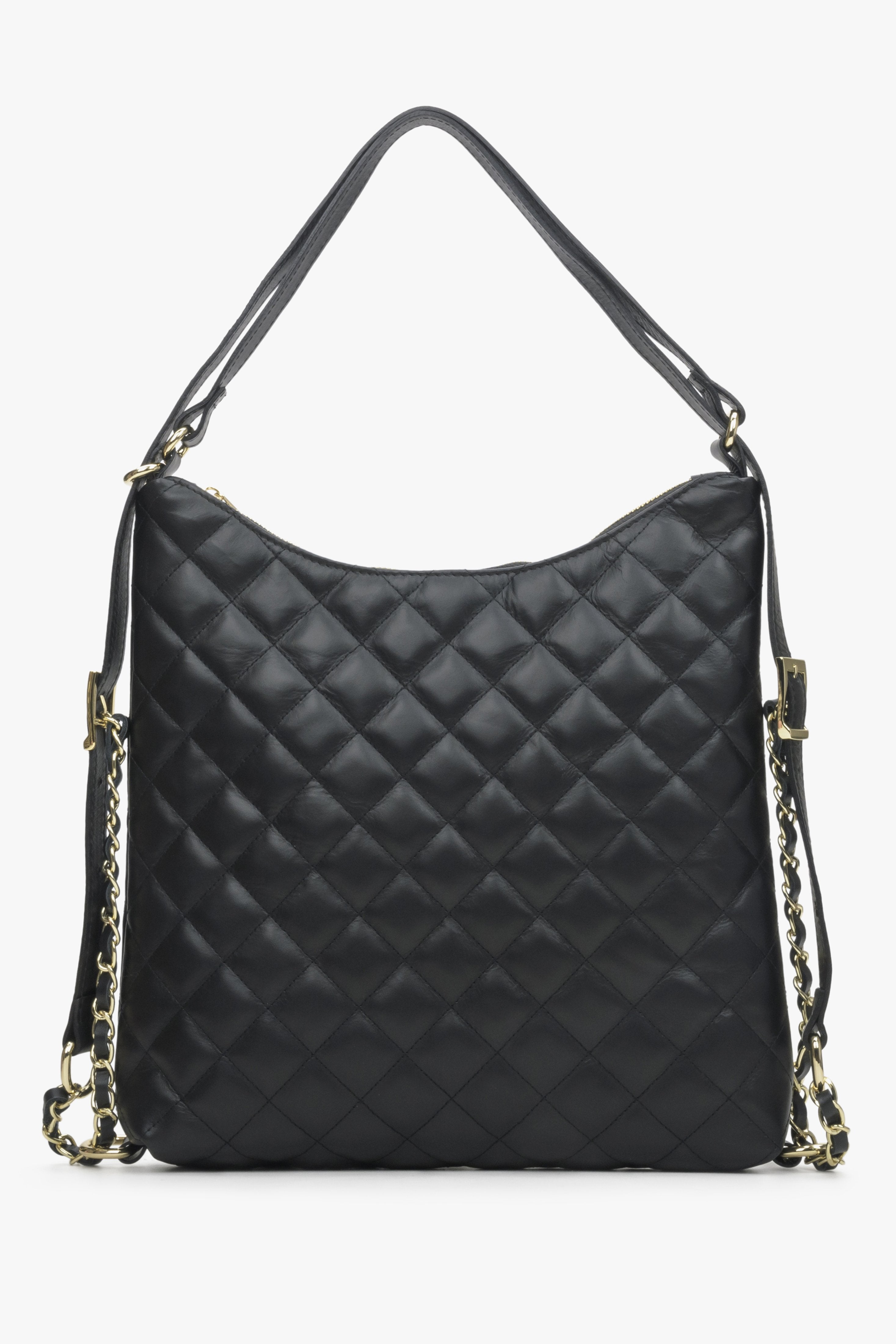 Women's Black Quilted Shoulder Bag made of Italian Genuine Leather Estro ER00114311.