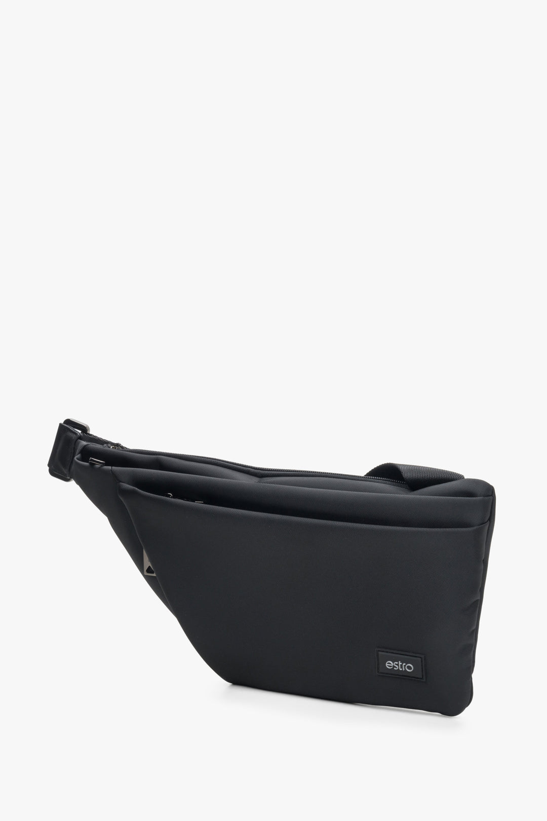 Men's spacious black waist bag with adjustable strap by Estro.