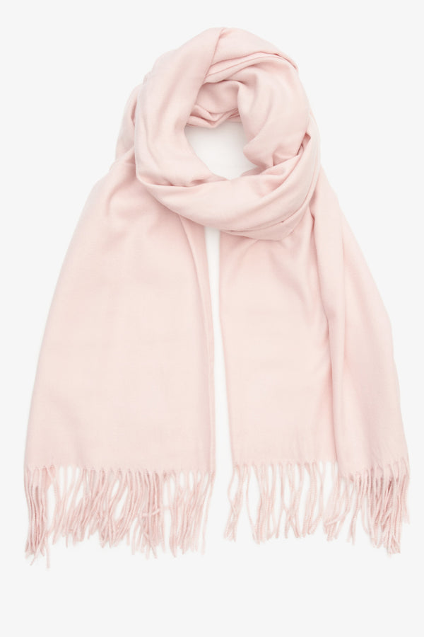 Women's Light Pink Scarf with Fringes Estro ER00113954.