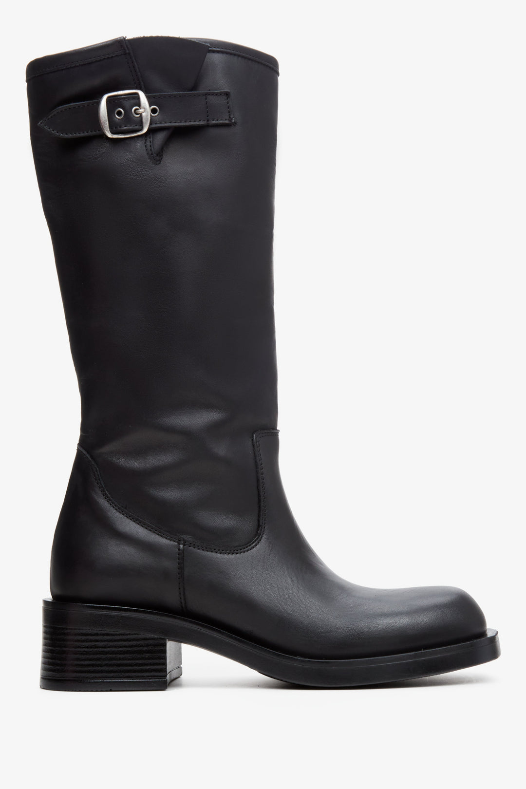 Women's Black Boots made of Italian Genuine Leather with a Stable Heel Estro ER00113611.
