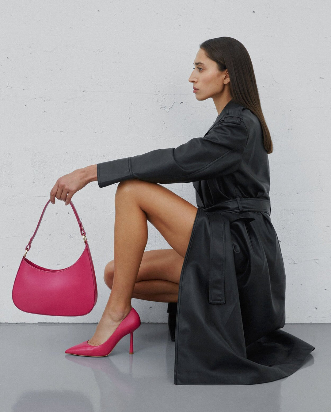 Women's Pink Leather Shoulder Bag Estro ER00113010