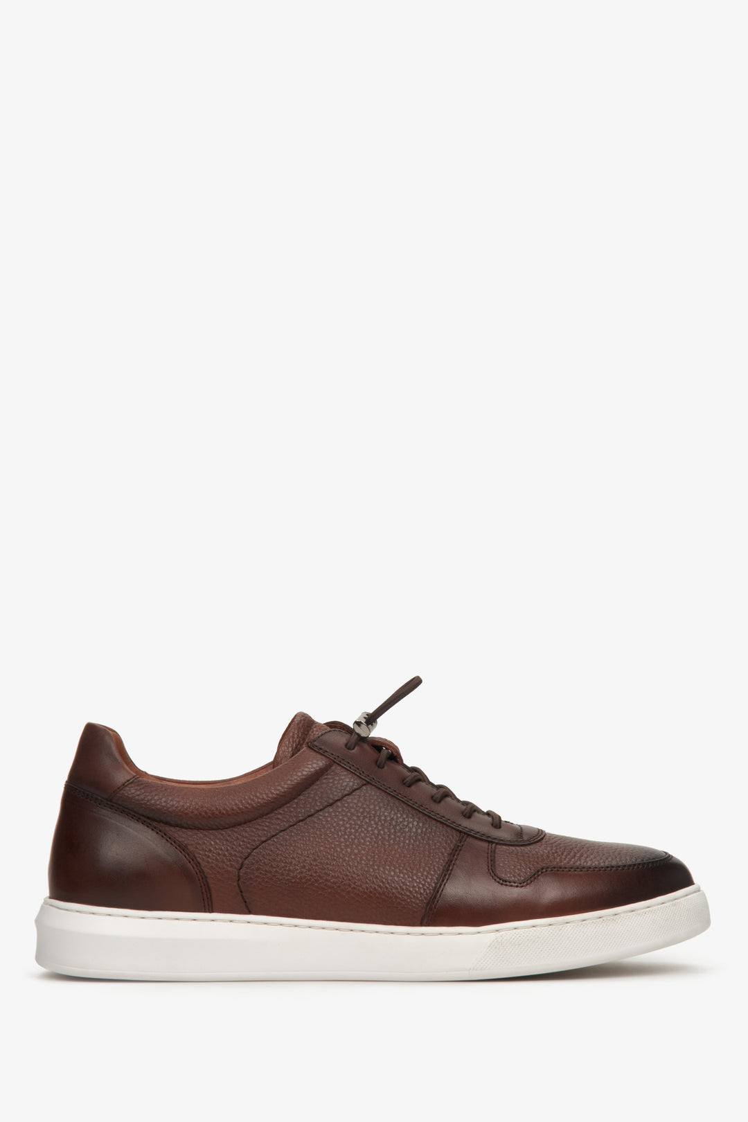 Men's Brown Leather Sneakers with an Elastic Cuff Estro ER00112577.