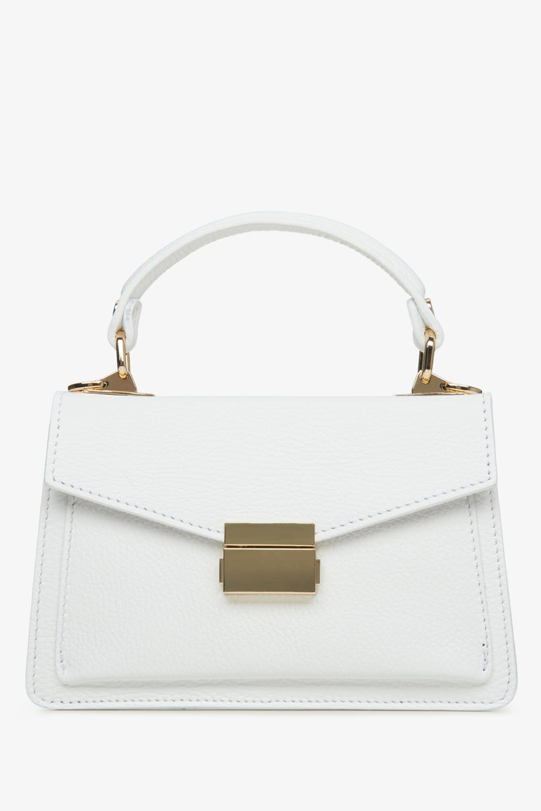 Women's Small White Satchel Handbag made of Premium Italian Genuine Leather Estro ER00115564.