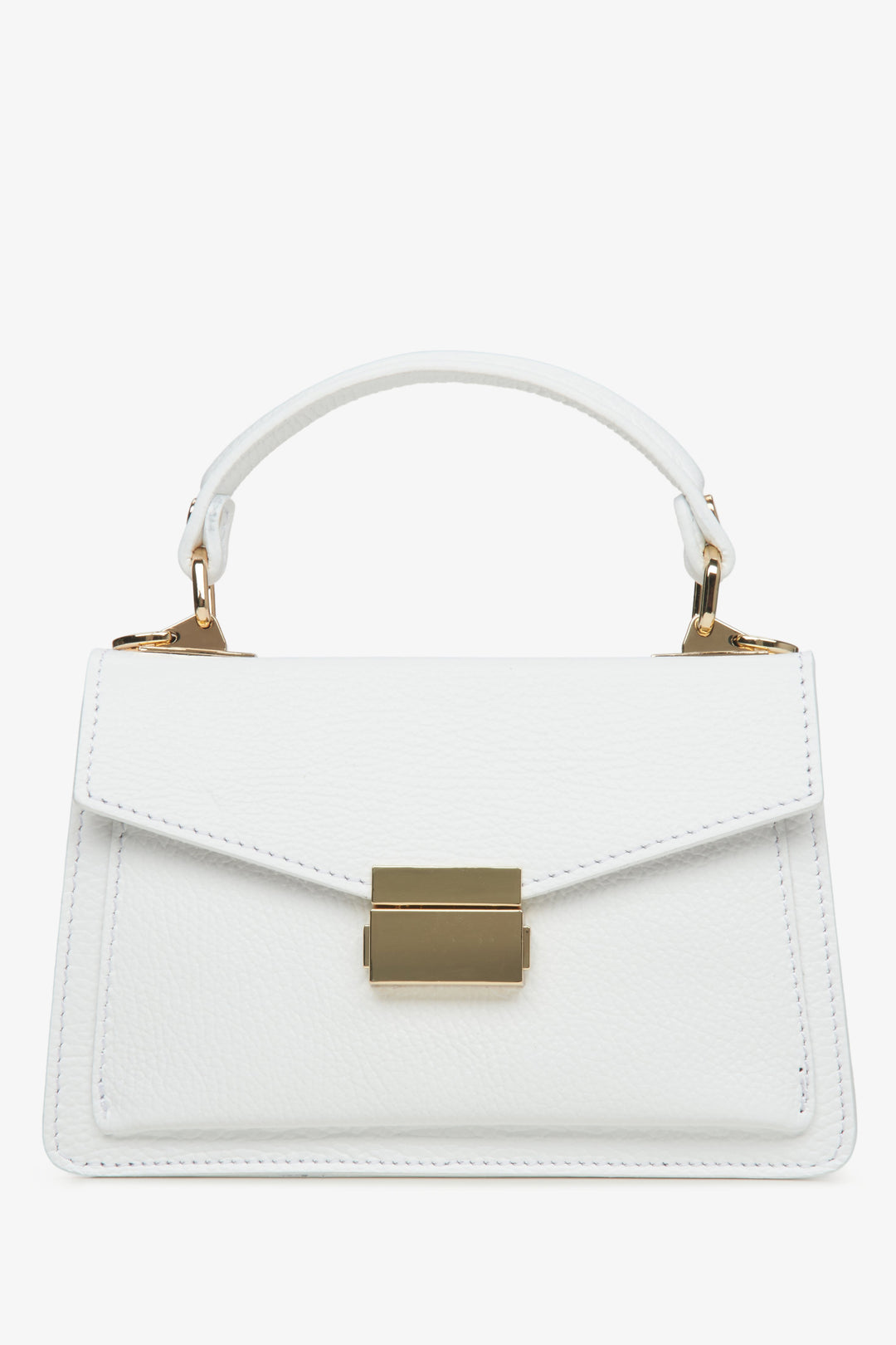 Women's Small White Satchel Handbag made of Premium Italian Genuine Leather Estro ER00115564.