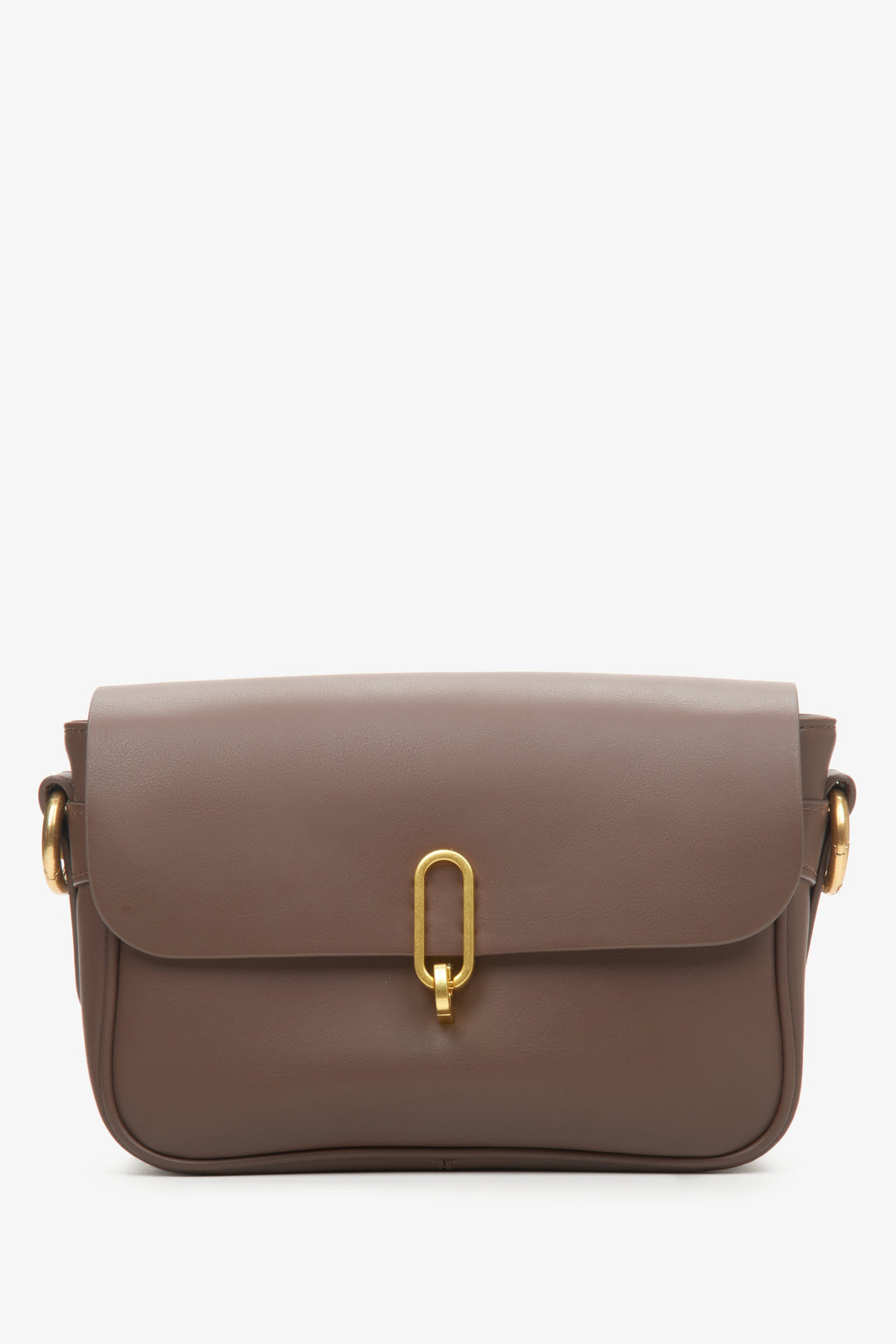 Women's dark brown shoulder bag made of genuine leather by Estro.