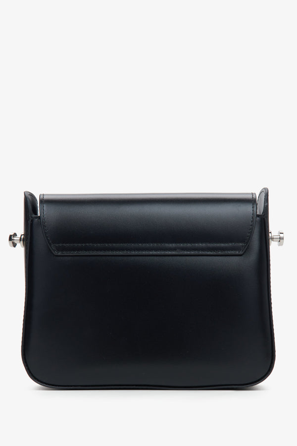 Estro black leather handbag - back view.