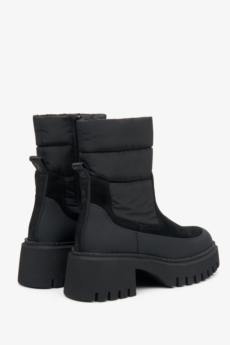 Women's black leather and velour ankle boots Estro.