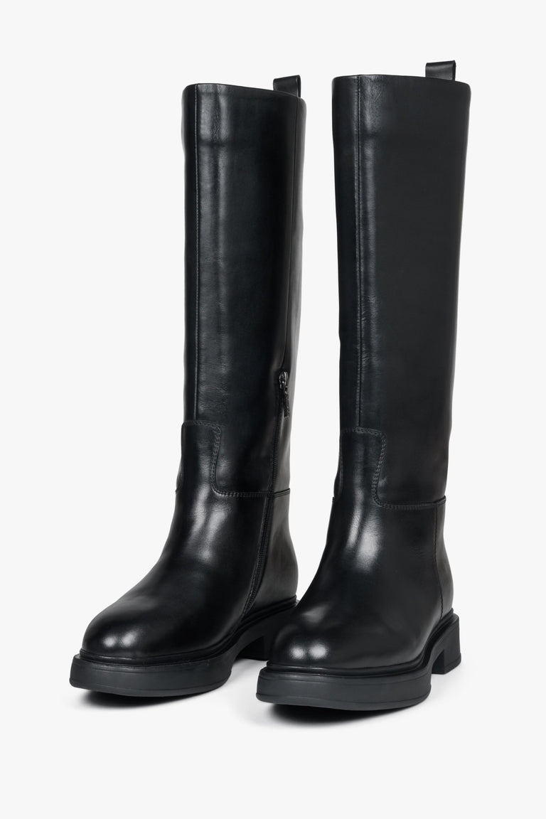 Women's Black Winter Leather Boots Estro ER00110832.