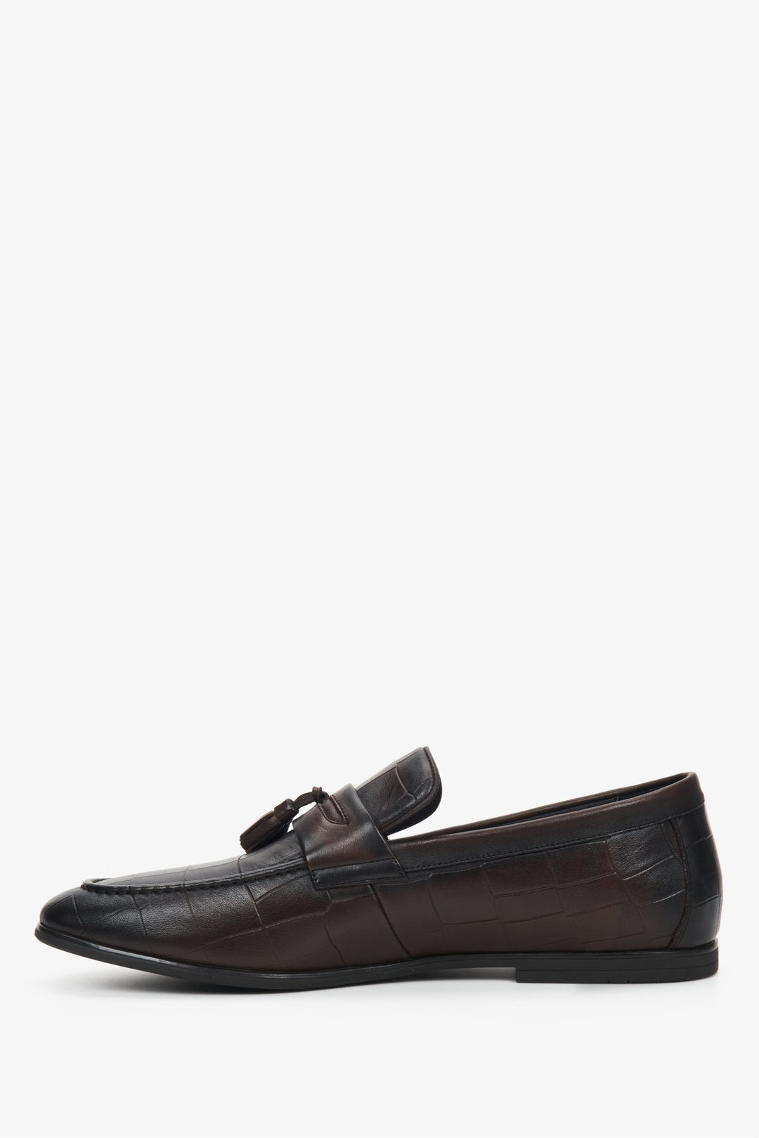 Men's leather loafers with embellishments for fall - shoe profile.