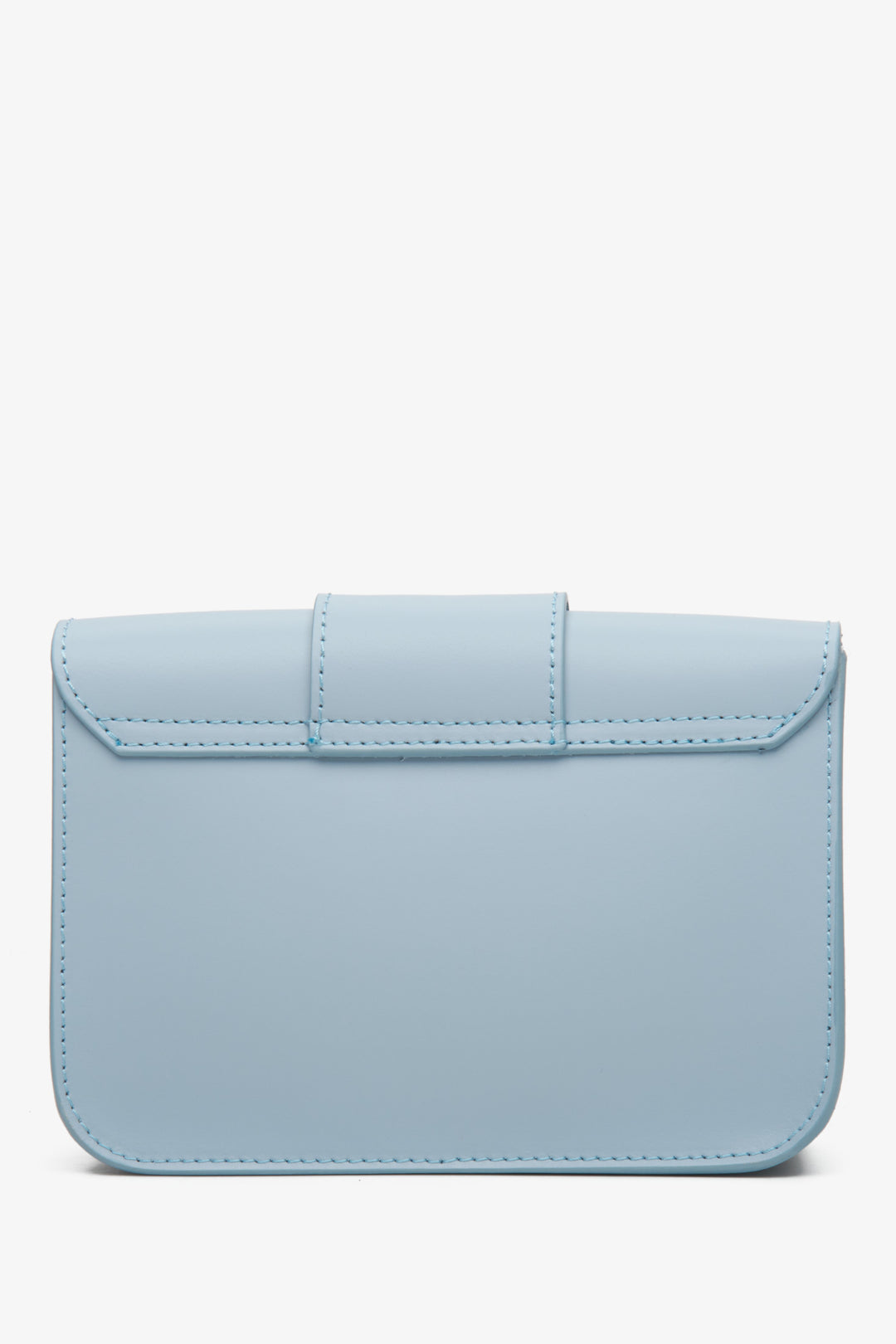 Women's Estro leather bag in blue color - back view.