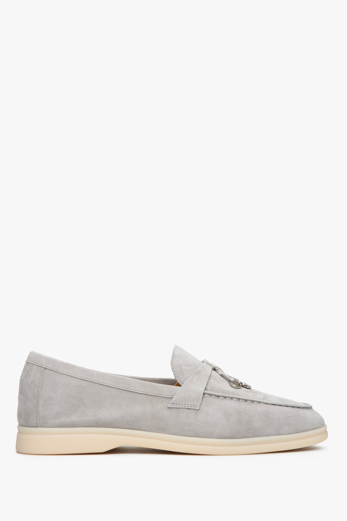 Women's light grey loafers in velour Estro  -shoe sideline.