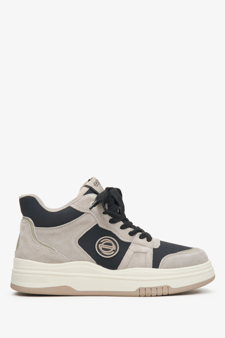 Women's Grey & Black High-top Sneakers made of Leather and Suede Estro ER00114288.