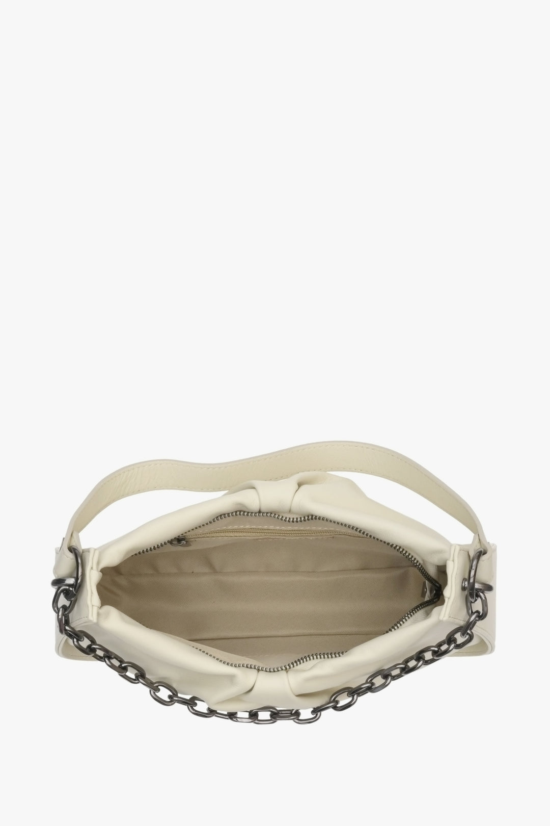 Estro women's handbag in white made of genuine leather - interior presentation.