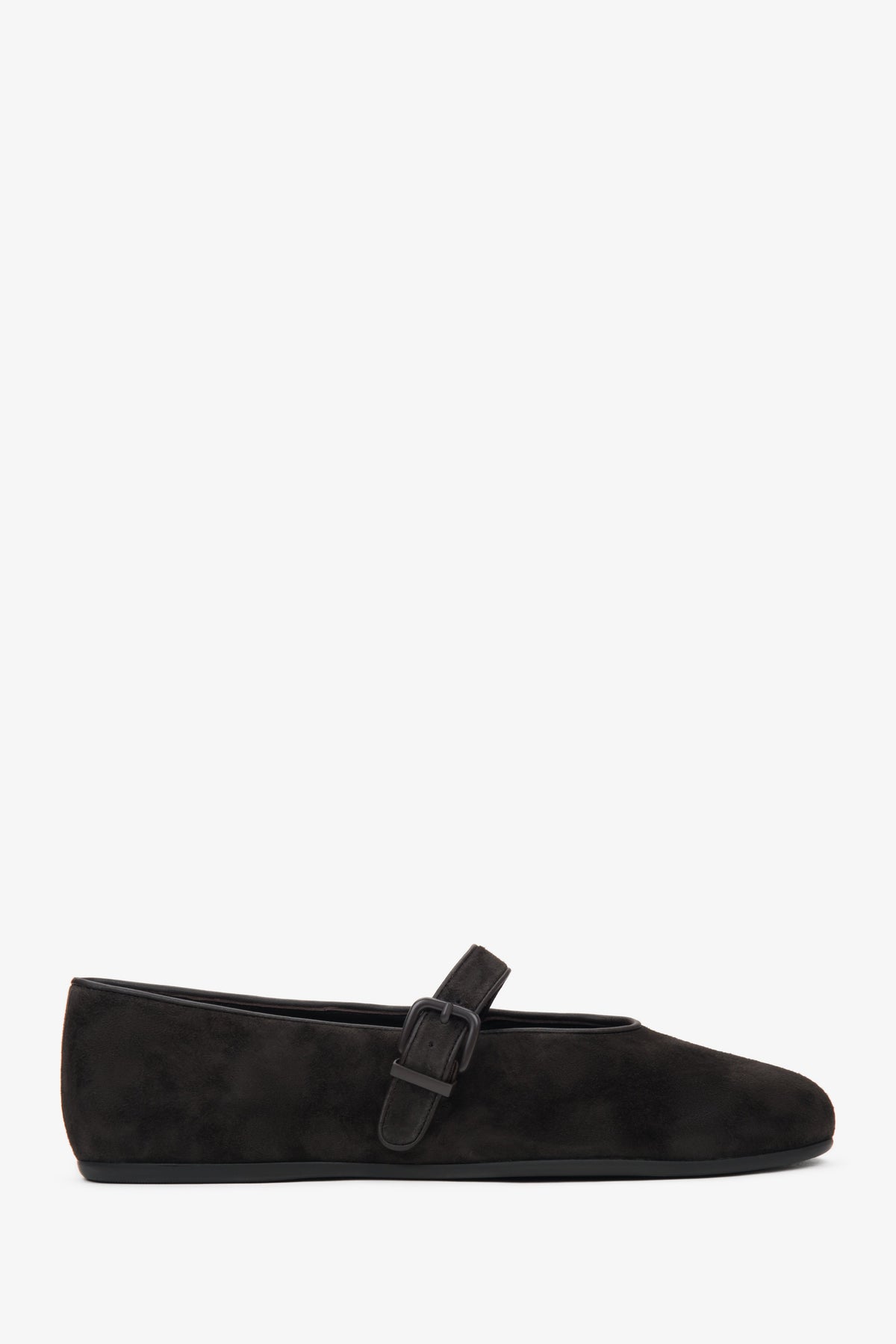 Women's Dark Brown Buckle Ballet Flats made of Soft Genuine Velour Estro ER00116953.